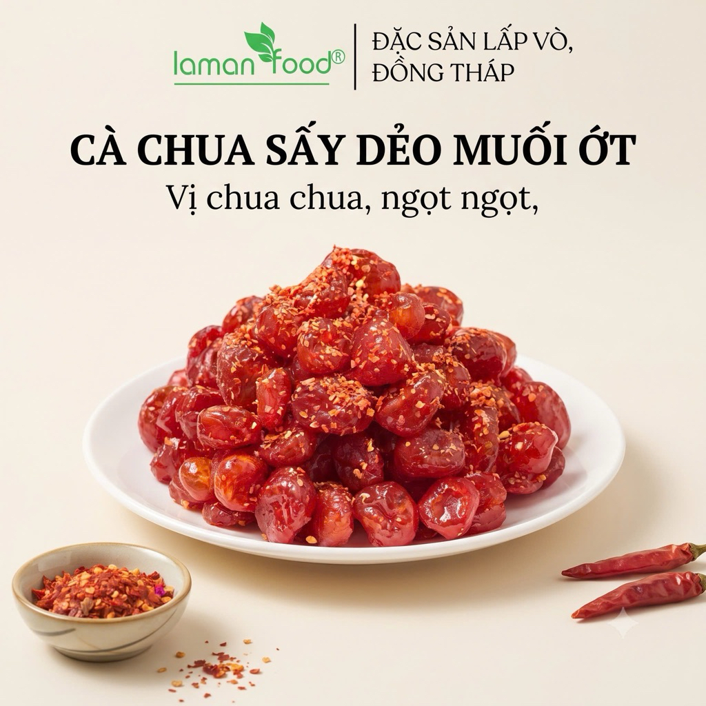 Cà chua sấy dẻo muối ớt vị chua ngọt Laman Food