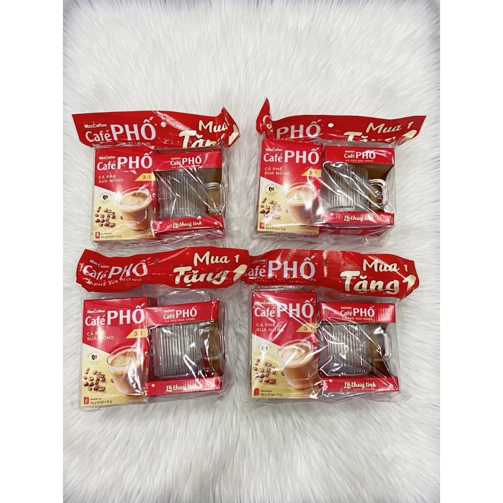 Tặng 4 Ly thuỷ tinh - COMBO 4 SET CF PHỐ SỮA NÓNG TẶNG 4 LY THUỶ TINH (Hộp 10 gói x 16gr)