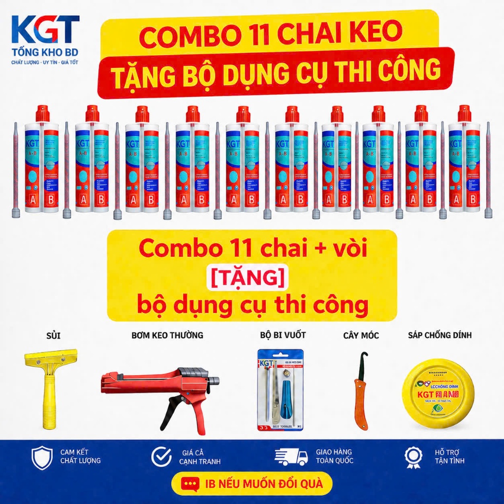 KGT Combo 11 Chai Keo Chà Ron Gạch Epoxy KGT 400ml - Tặng Full Dụng Cụ , Với 27 Màu Sắc