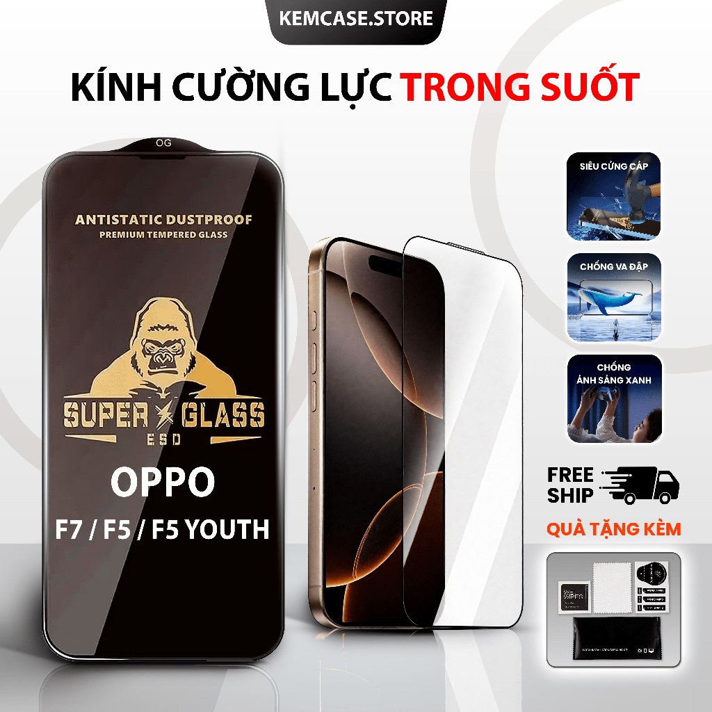 Kính cường lực Oppo  F7 / F5 / F5 Youth trong suốt  ,toàn màn hình | Miếng bảo vệ màn hình cho Oppo