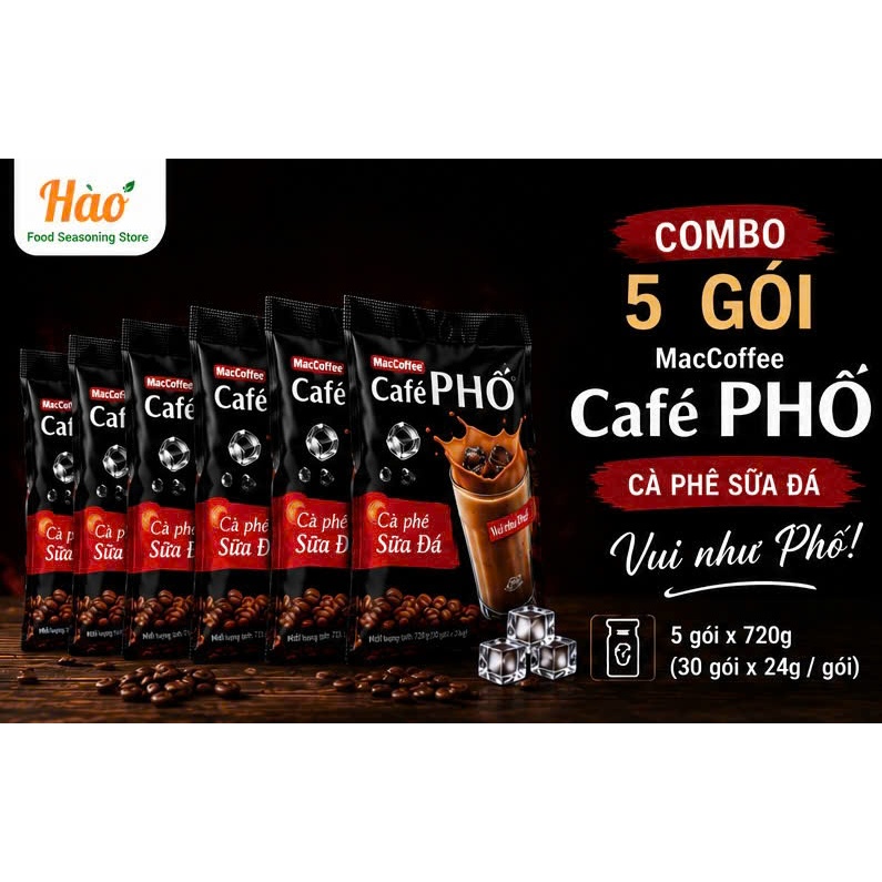 Combo 5 bịch Cafe phố sữa đá ( bịch 30 gói x 24g ). Cafe phố - vui như phố
