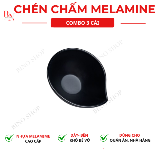 Combo 3 Chén Chấm Nhựa Melamine Đen Nhám-CC58N