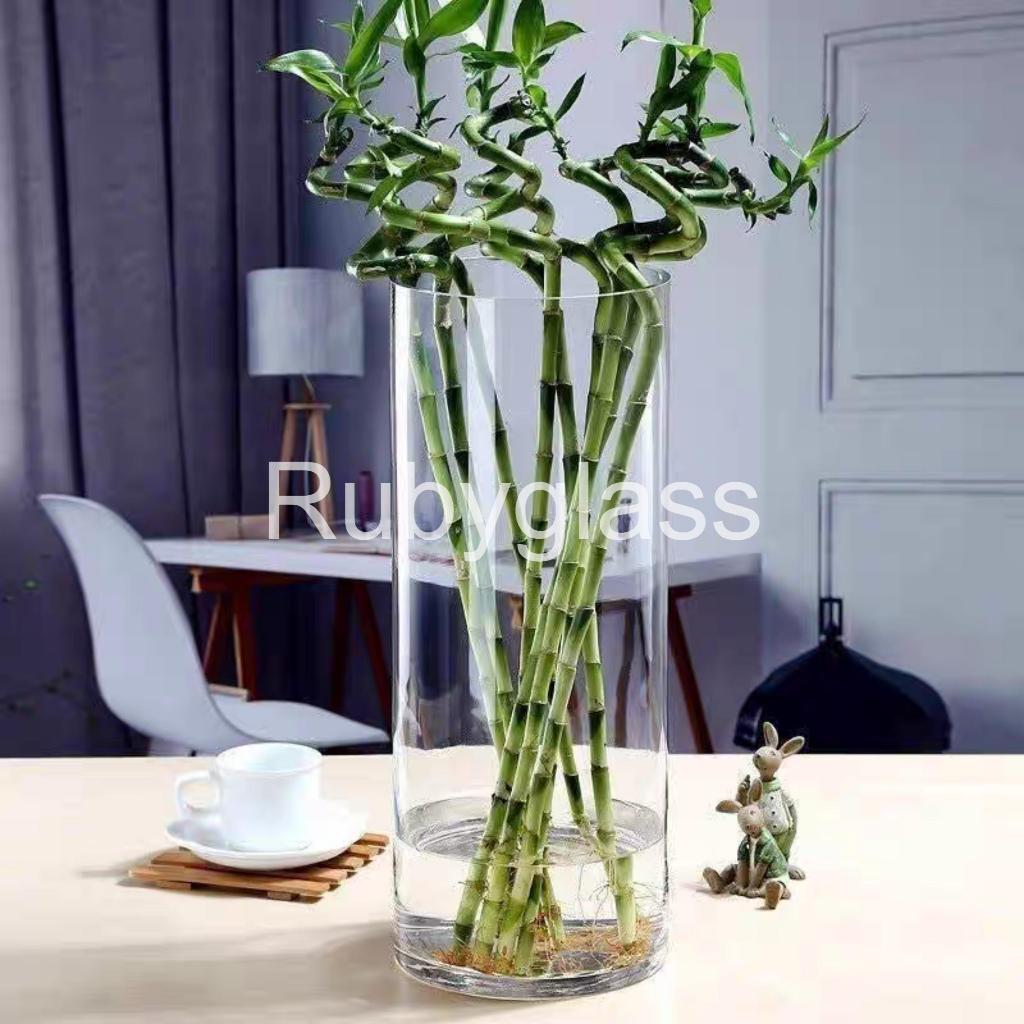 Bình bông lọ hoa thuỷ tinh trụ tròn D12 x H 25cm, lọ cắm hoa thuỷ tinh trụ trơn basic, bình cắm hoa 