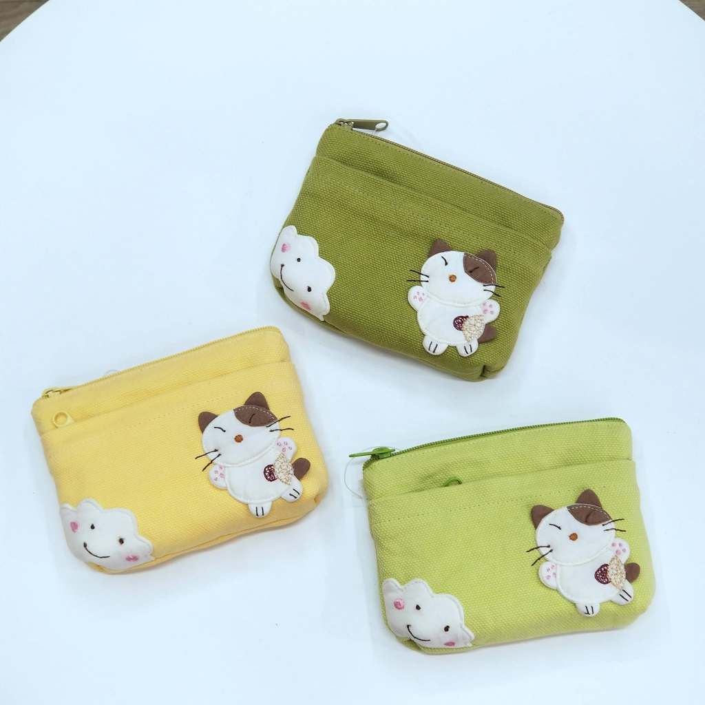 VÍ TIỀN MÈO MÂY CHẤT CANVAS HIKOSEN CARA
