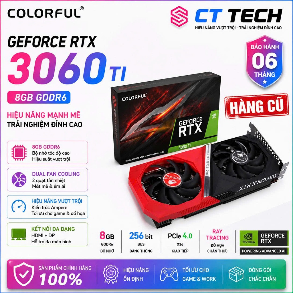 Card màn hình Colorful GeForce RTX 3060 Ti NB DUO LHR-V Qua Sử Dụng
