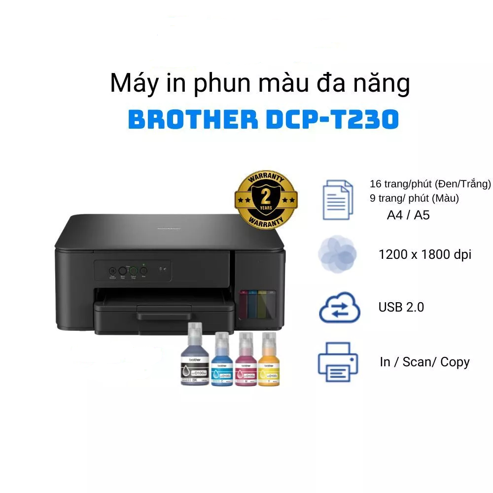 Máy in phun màu đa năng Brother DCP-T230 (đã bao gồm mực) I Brother DCP-T220 (đã bao gồm mực)