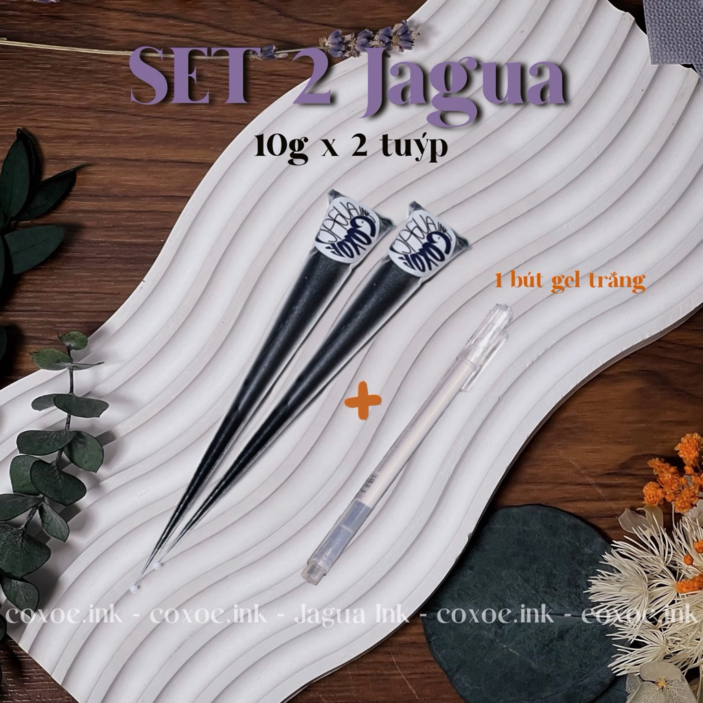 SET 2 Tuýp Jagua 10g Tặng 1 Bút Gel Trắng | Mực Jagua Màu Xanh Navy Vẽ Tạm Thời 10-15 Ngày
