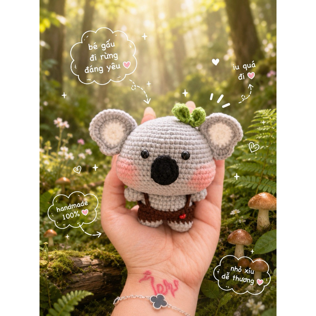 Móc khoá len gấu Koala cực đáng yêu