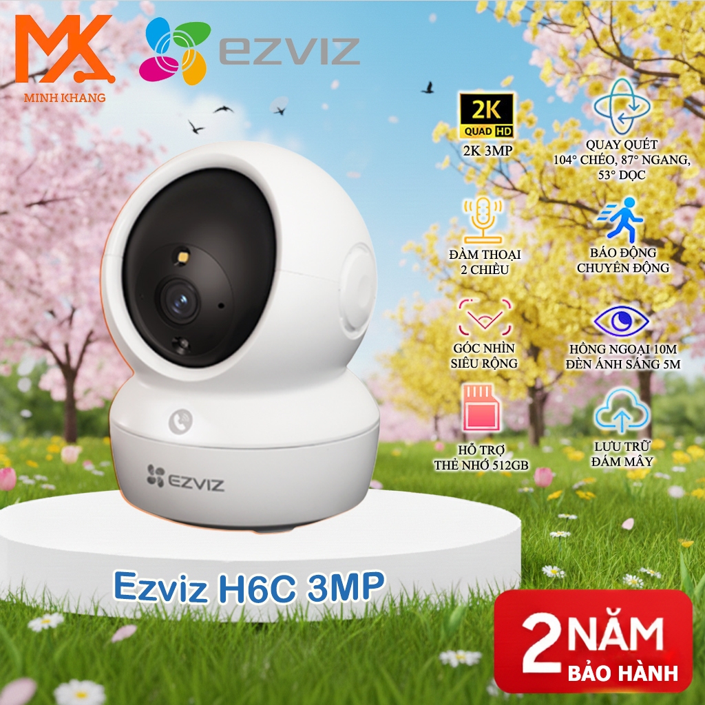 [Ezviz Chính Hãng] Camera Wi-Fi Ezviz H6C Pro 3MP, H6C G1 5MP, H6C G1 8MP– Quay Quét 360° | Đàm Thoạ