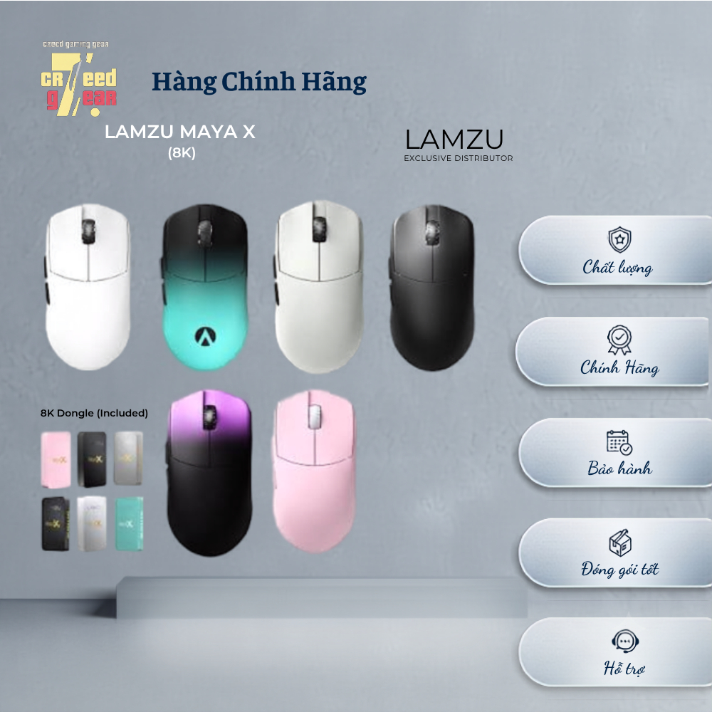 (CHÍNH HÃNG 12th) Chuột không dây siêu nhẹ Lamzu Maya 8KHz và Lamzu Maya X 8KHz | CREED