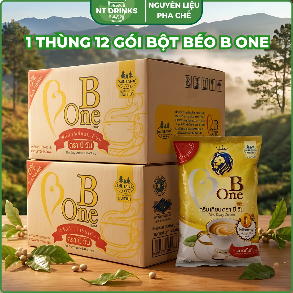 [ 1 Thùng 12 Gói ] Bột kem béo b one gói 1kg, bột béo b one nấu trà sữa, bột kem béo pha trà sữa, bộ