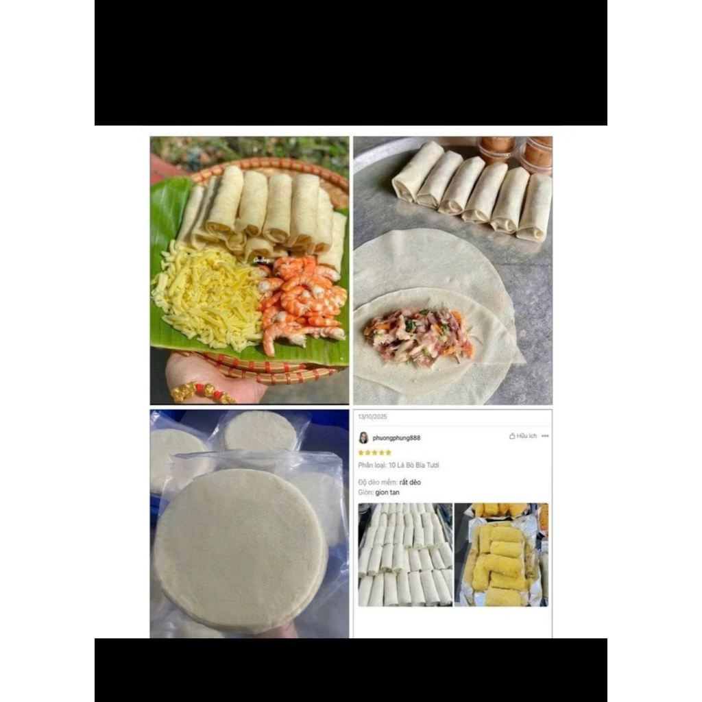 Vỏ bò bía làm nem,chả dò chả tôm, bò bía thơm ngon