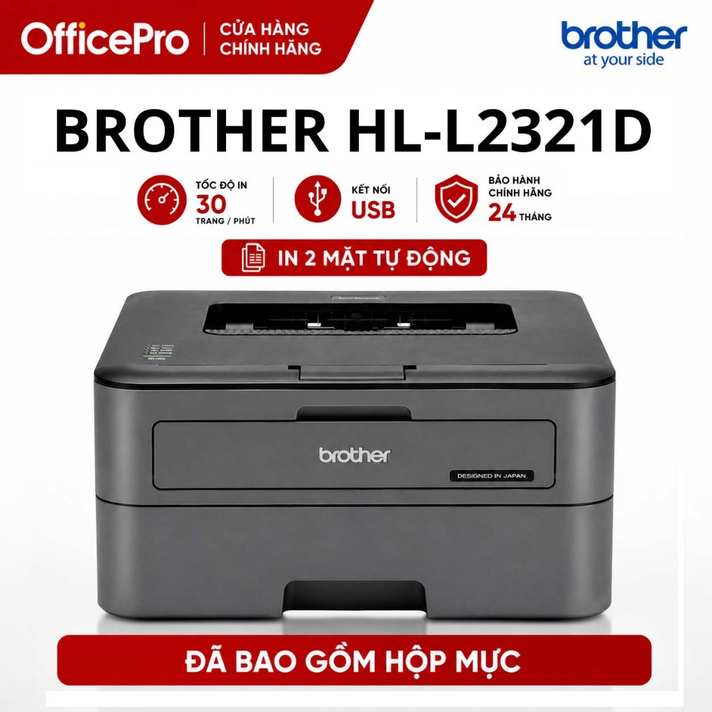 Máy in Brother HL-L2321D in 2 mặt tự động chính hãng - Máy In Laser A4 Văn…