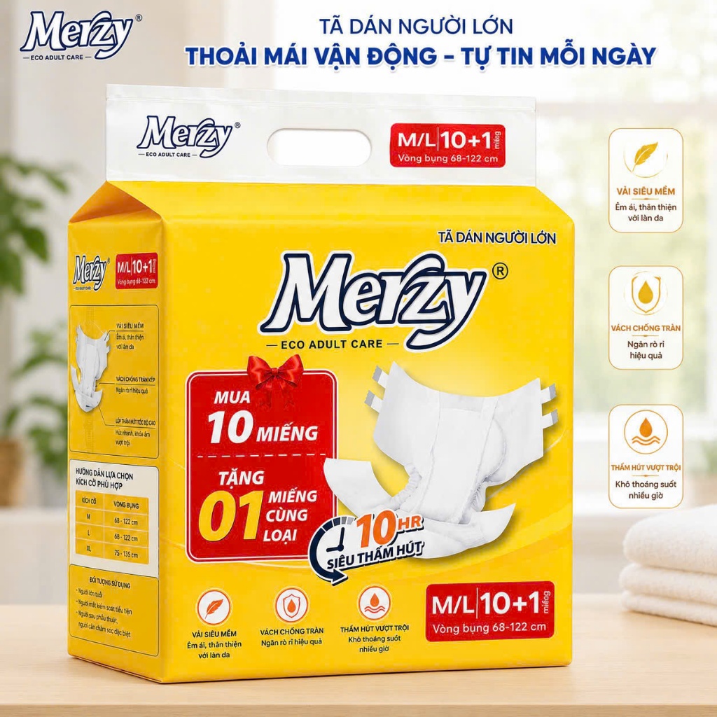 (Sỉ 100m) Bỉm già Merzy Size ML10 XL10 Siêu thấm #bỉm merzy #tã merzy #bỉm merzy #merzy ML20 XL20 #a