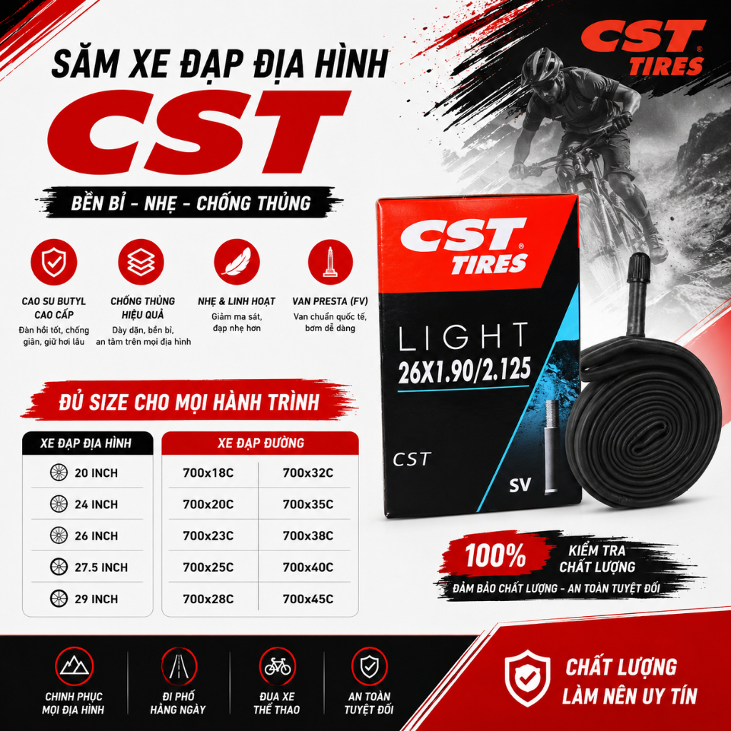 SĂM XE ĐẠP ĐỊA HÌNH CST – ĐỦ SIZE 20 inch | 24 inch | 26 inch | 27.5 inch | 29 inch