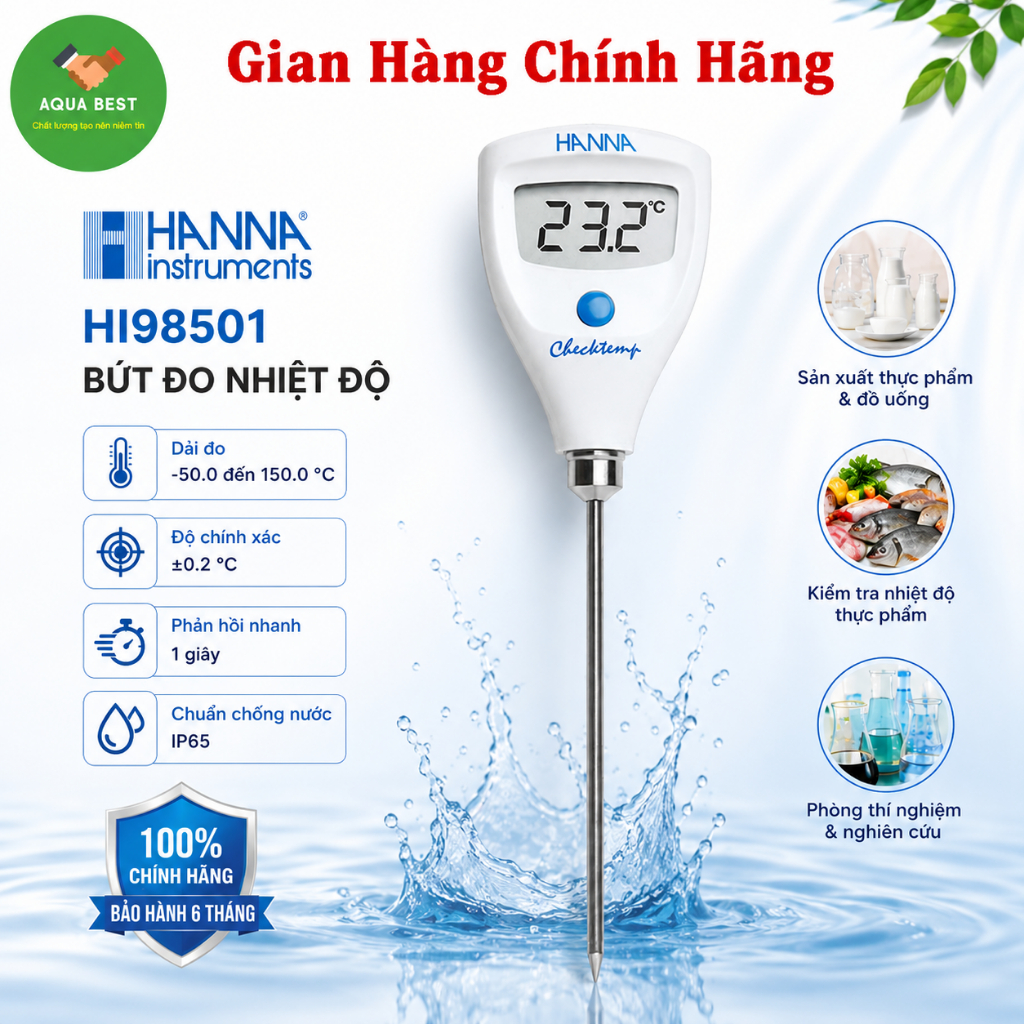 [Chính Hãng] Bút đo nhiệt độ Hanna HI98501, Nhiệt kế bỏ túi HI98501 Hanna, Bảo hành 6 tháng