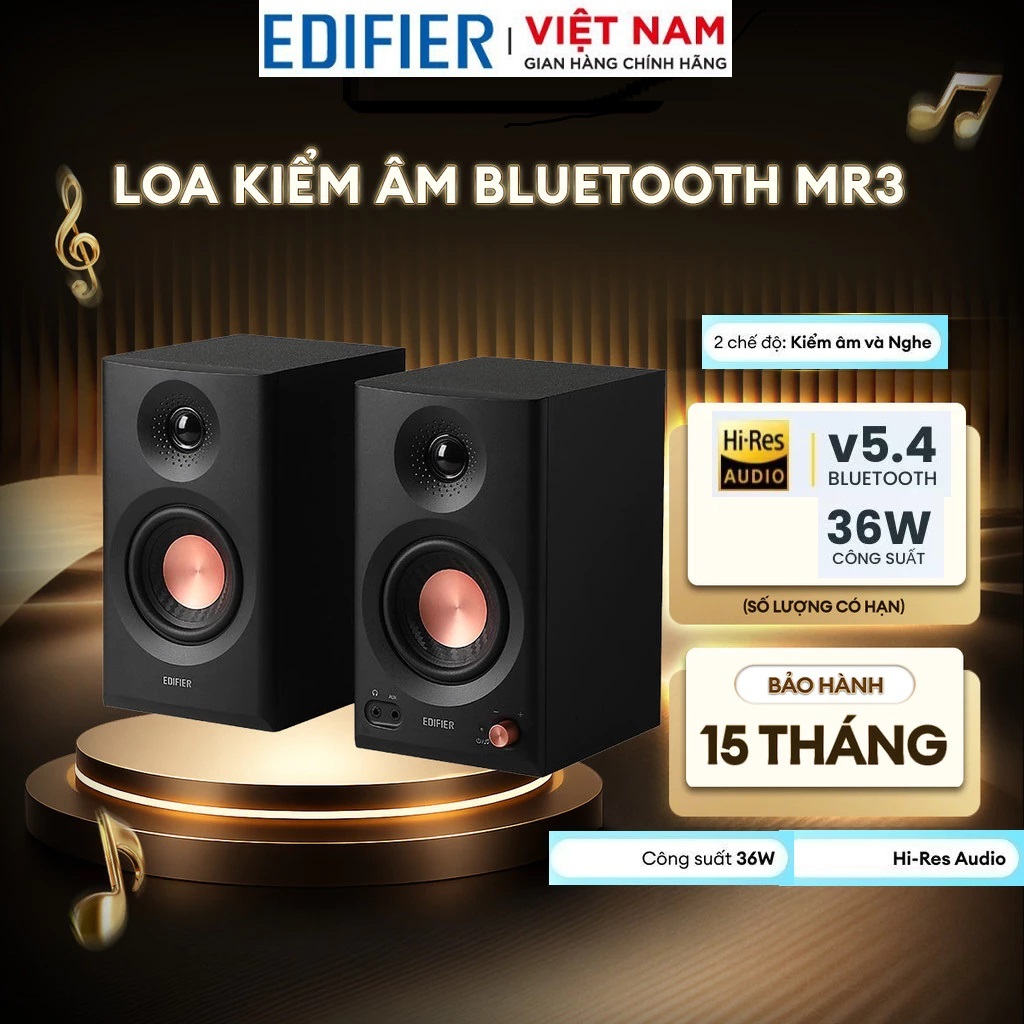 Loa Bluetooth Kiểm Âm Chuẩn Studio Chính Hãng EDIFIER MR3 - Công suất 36W cho Âm Thanh chất lượng - 