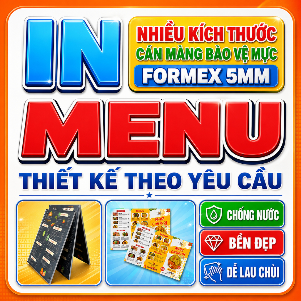 In Menu - Menu trà sữa, menu quán ăn - Formex/ Mica - Thiết kế theo yêu cầu