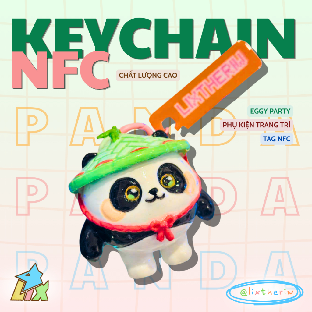 [Lixtheriw shop] Móc Khóa NFC Eggy Party - Phiên Bản Gấu Trúc Ngốc Nghếch (Fanart) - tặng kèm móc kh