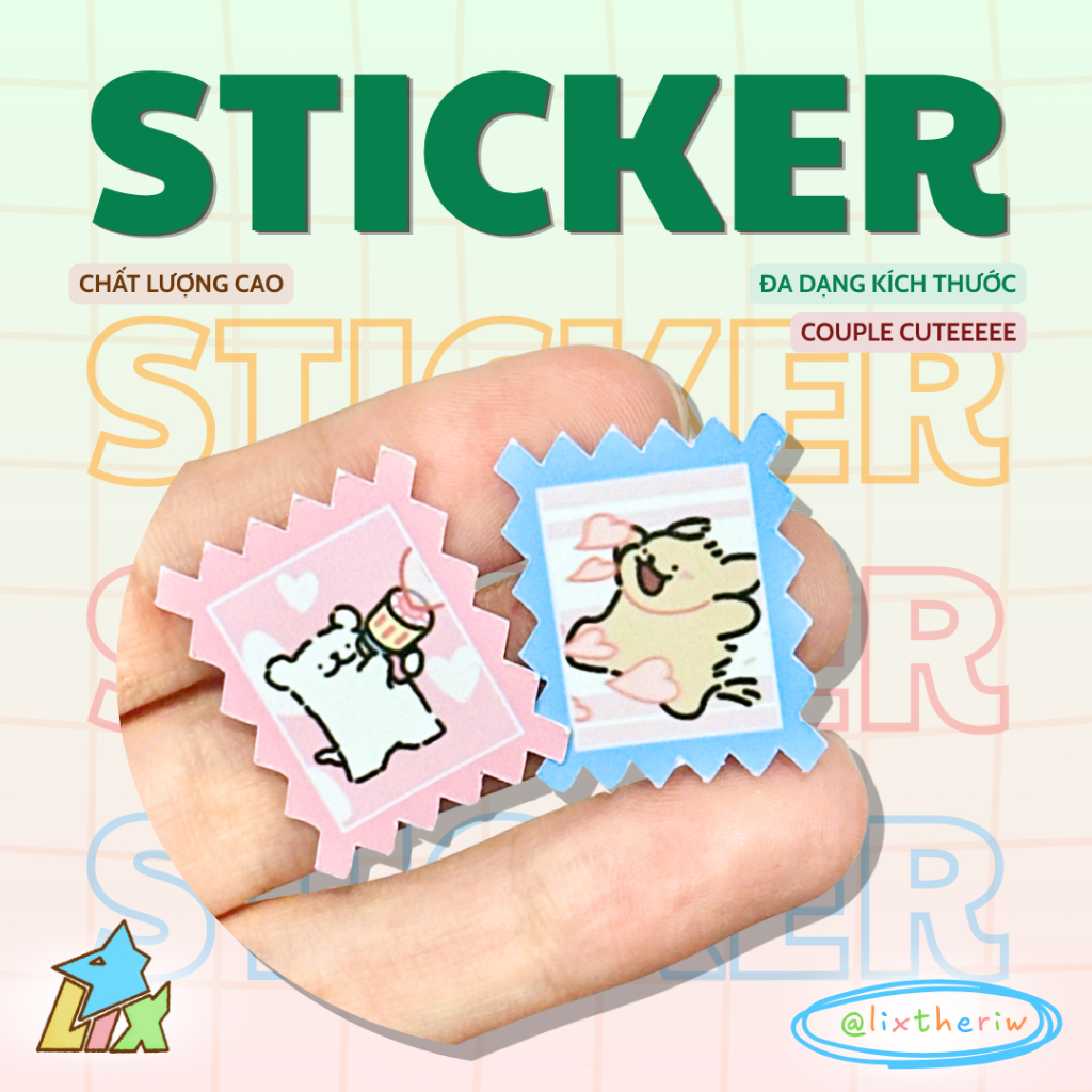[Lixtheriw shop] SET 100 STICKER COUPLE CUTE – COMBO 100 STICKER TRANG TRÍ