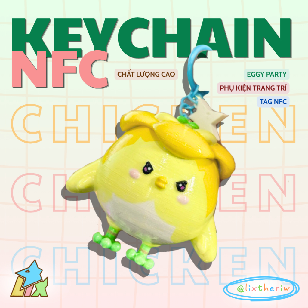 [Lixtheriw shop]Móc Khóa NFC Eggy Party - Phiên Bản Chim Non Ngốc Nghếch (Fanart) - tặng kèm móc khó