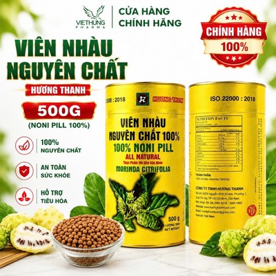 Viên Nhàu Nguyên Chất Hương Thanh, Noni Pill 100% Chiết Xuất Từ Quả Nhàu, Hộp 500g