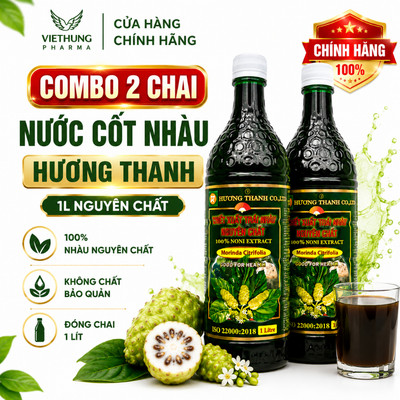 Combo 2 Chai (2 Lít) Chiết Xuất Trái Nhàu Nguyên Chất, 100%  Nước Nhàu Nguyên Chất Từ Trái Nhàu Tươi Chín
