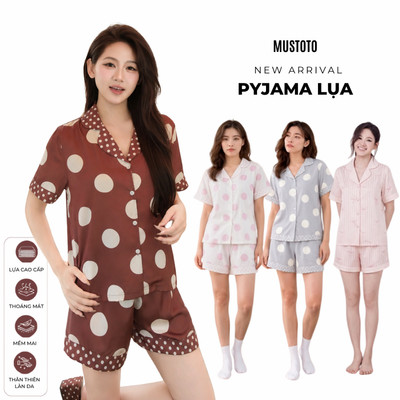 [Không có túi quần] MUSTOTO Bộ Mặc Nhà Pijama Lụa Latin Chấm Bi NEW 2026 (MB69)