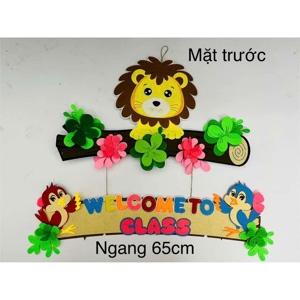 Rèm 2 MẶT treo chào mừng bé đến lớp hình SƯ TỬ DỄ THƯƠNG dùng trang trí lớp cho bé shop mầm non Lê T