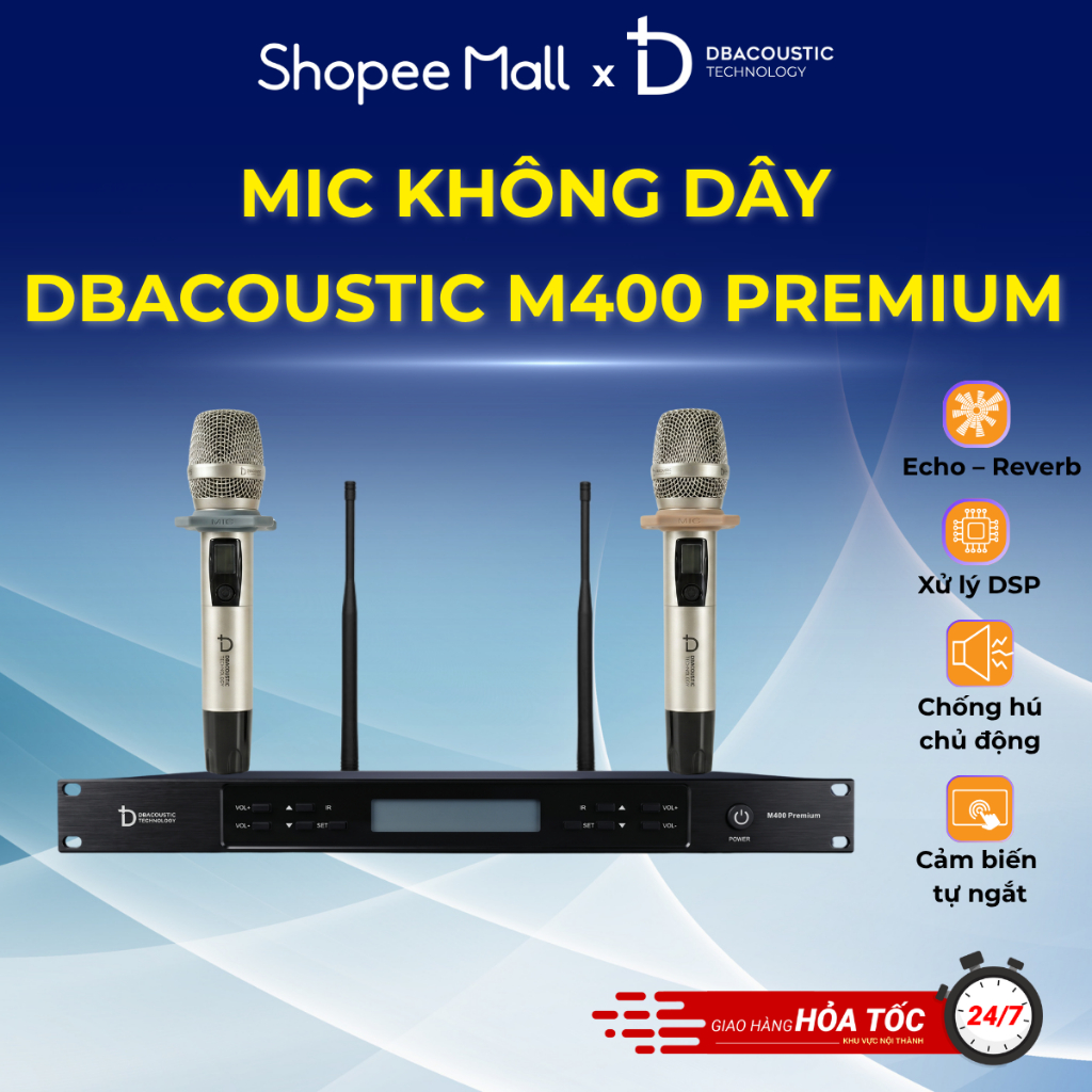 Mic không dây DBAcoustic M400 PREMIUM - 15 chế độ EQ - 200 kênh tần số - Pin 8h - Chính hãng - BH12T