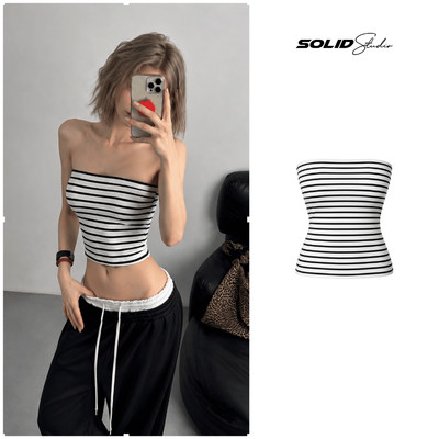 Áo Ống Nữ Kẻ Sọc Basic Ôm Body Chất Cotton Mịn Co Giãn, Áo Quây Không Dây Tôn Dáng - TS76