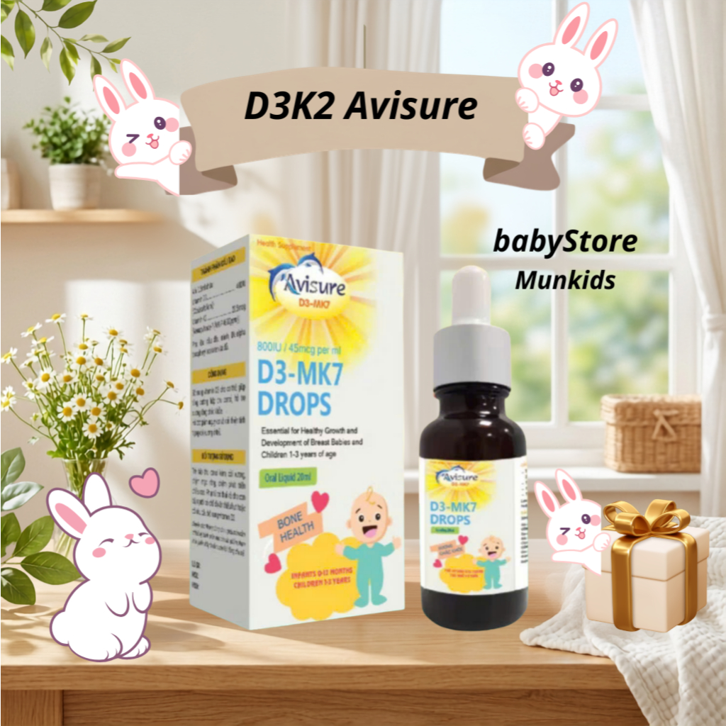 [Tích Điểm+ Qùa Tặng] AVISURE 15ml Vitamin D3 K2 tinh khiết Italia Avisure D3MK7 giúp bé cao lớn, ng