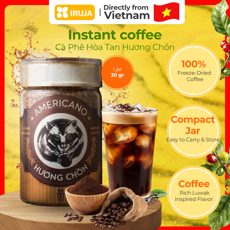 [IRUJA] Vietnam Cà Phê Hòa Tan AMERICANO Hương Chồn Hũ 30G