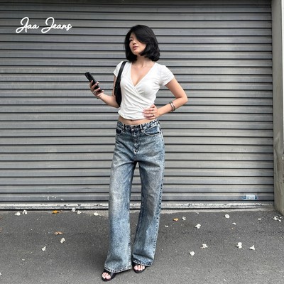 Aaa Jeans - Quần Jean Nữ Dáng Rộng Classic Màu Carolina Blue Phong Cách Vintage
