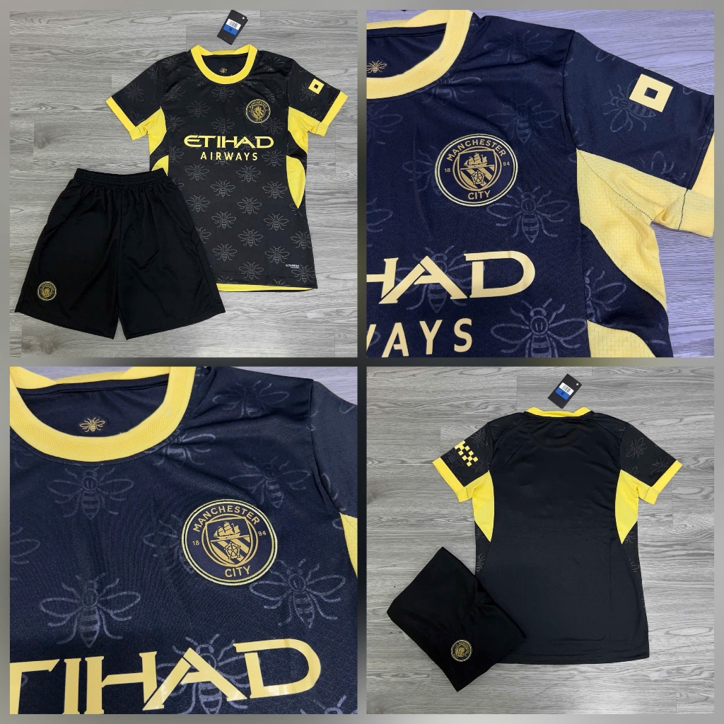Bộ Quần Áo Bóng Đá CLB Man City Đen Mùa Giải 2026/2027 - Vải Polyester Thái Cao Cấp
