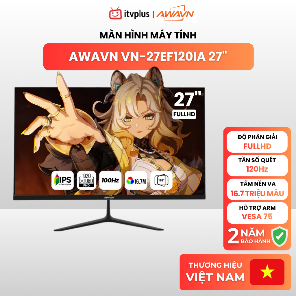 Màn hình PC AWAVN 24"/27" FHD/120Hz - Tấm nền IPS Sắc nét, Thiết kế hiện đại