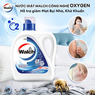 [KOL] Can 3L Nước giặt Walch Khử Mùi, Kháng Khuẩn, Sạch, Thơm, Ít bọt, cửa trên cửa dưới