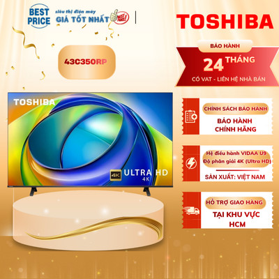 43C350RP Smart Tivi Toshiba AI 4K 43 inch Mẫu mới 2025, điều khiển giọng nói 43C350RP