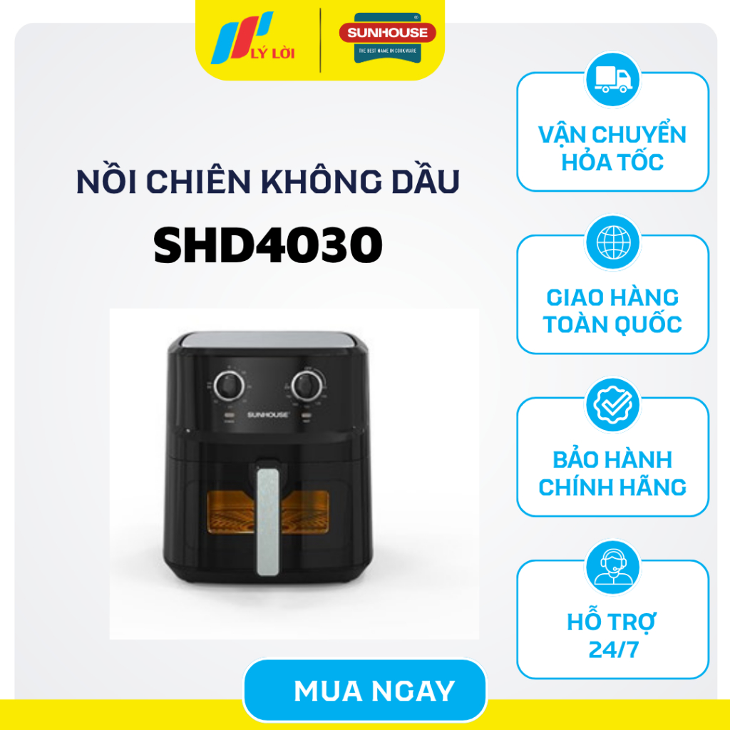 [SUNHOUSE CHÍNH HÃNG] NỒI CHIÊN KHÔNG DẦU 6.5L SUNHOUSE SHD4030