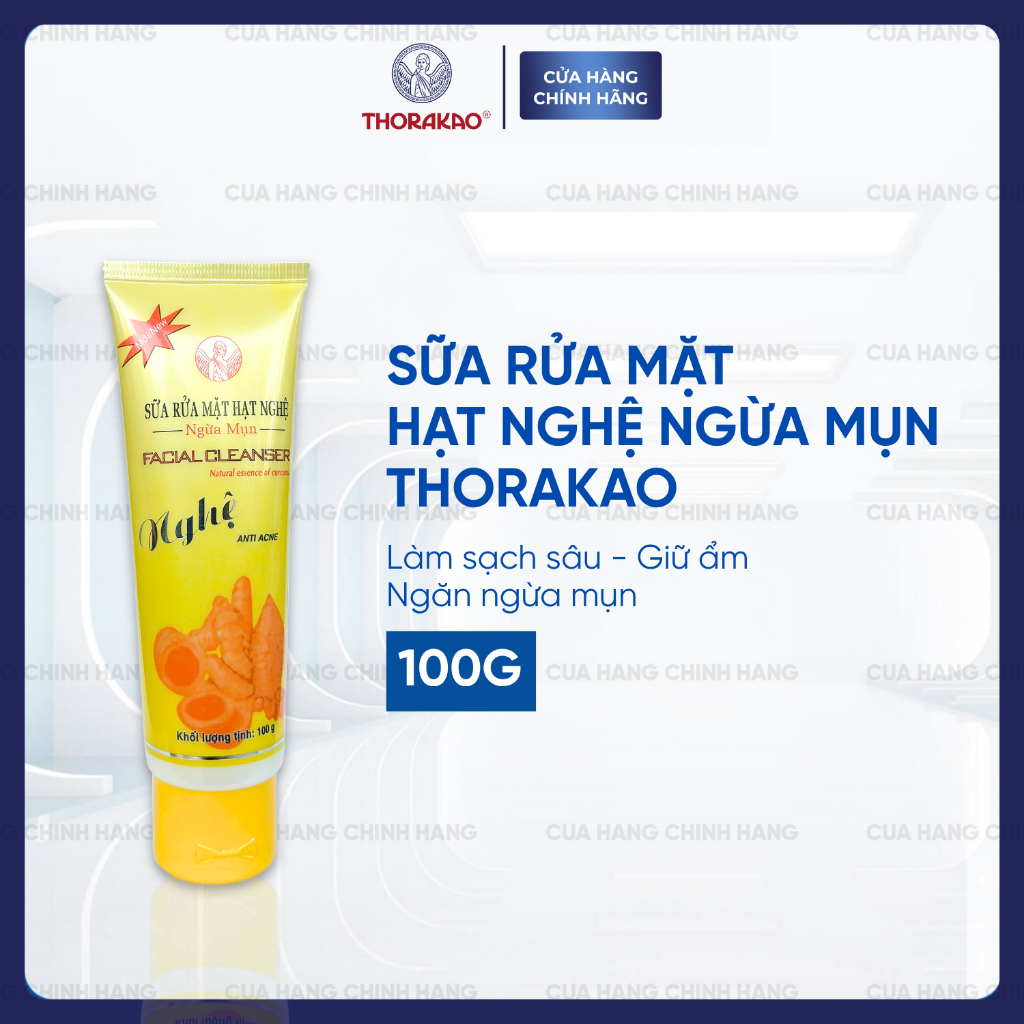 Sữa Rửa Mặt Hạt Nghệ Thorakao Ngừa Mụn 50G/100G