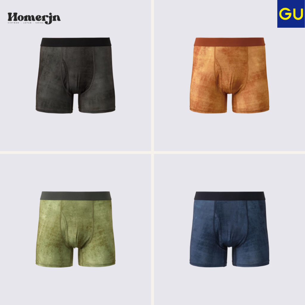 [GU JAPAN] Che Tên -  Quần Boxer Nam Màu Gradient STYLE DRY - CẠP THẤP VẢI LƯỚI Thoáng Mát, Khử Mùi
