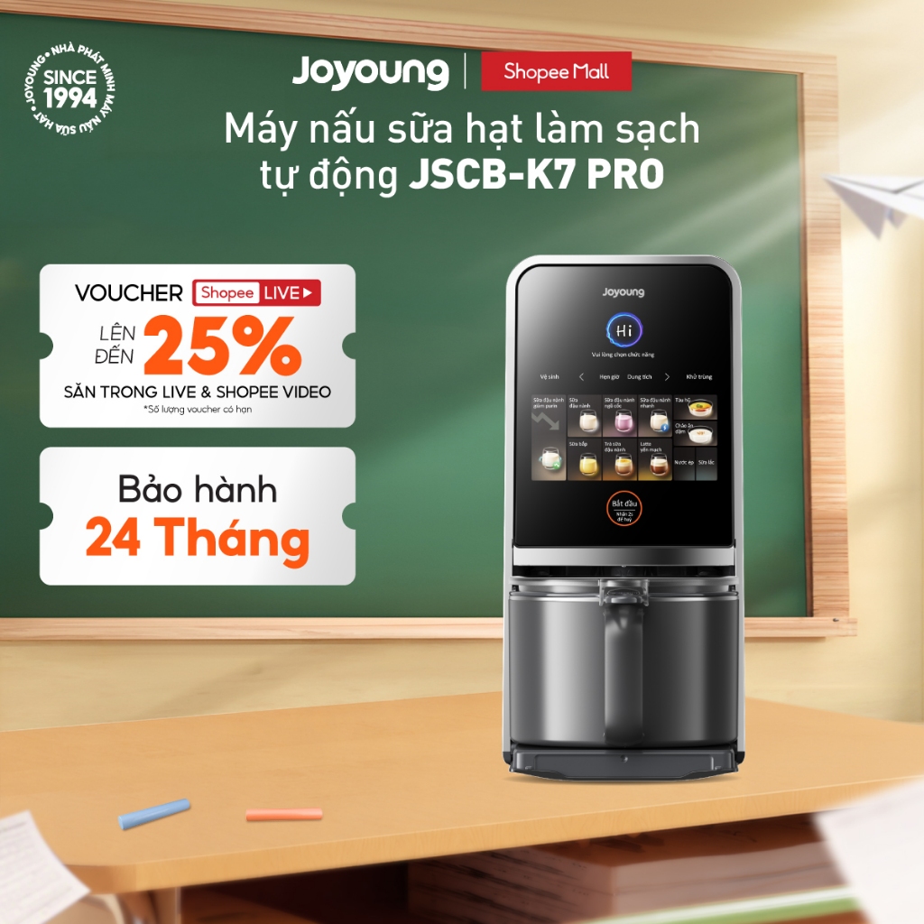 [Livestream] Máy nấu sữa hạt làm sạch tự động Joyoung JSCB-K7 PRO giảm ồn, khử purin, 12 chức năng