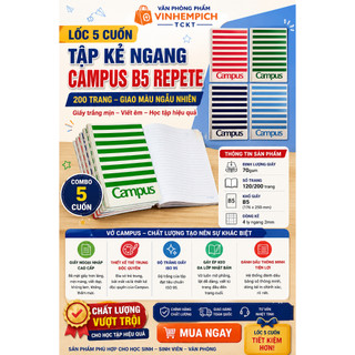 Lốc 5 cuốn tập kẻ ngang campus b5 repete ﻿ - giao màu ngẫu nhiên