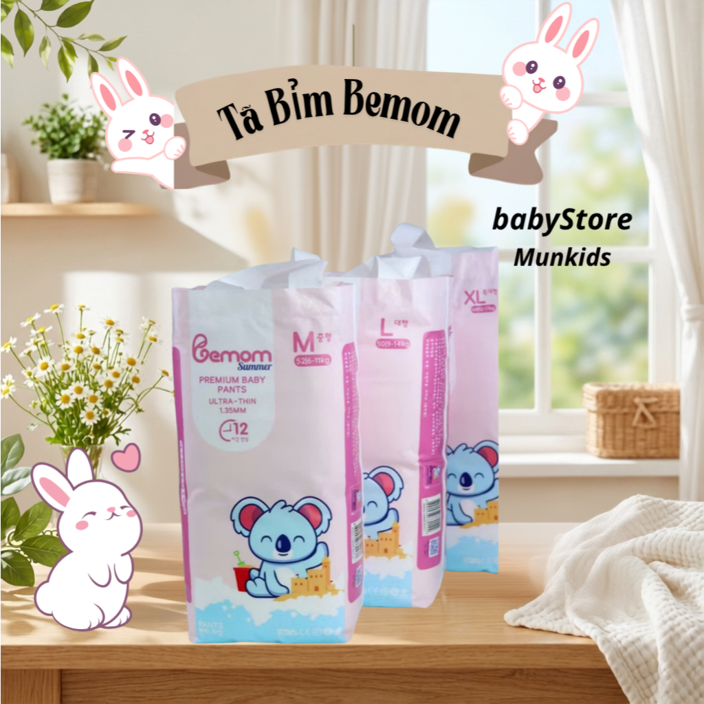 Tã/Bỉm Bemom Hàn Quốc cao cấp cho bé, siêu thấm hút, siêu mềm mỏng đủ size ngày đêm mới