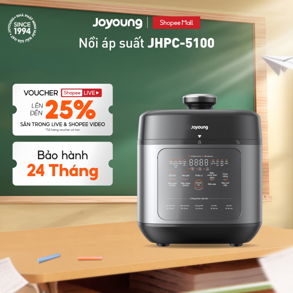 [Livestream] Nồi áp suất đa năng 900W Joyoung JHPC-5100 | Dung tích 5L (nấu cơm 1.8L)
