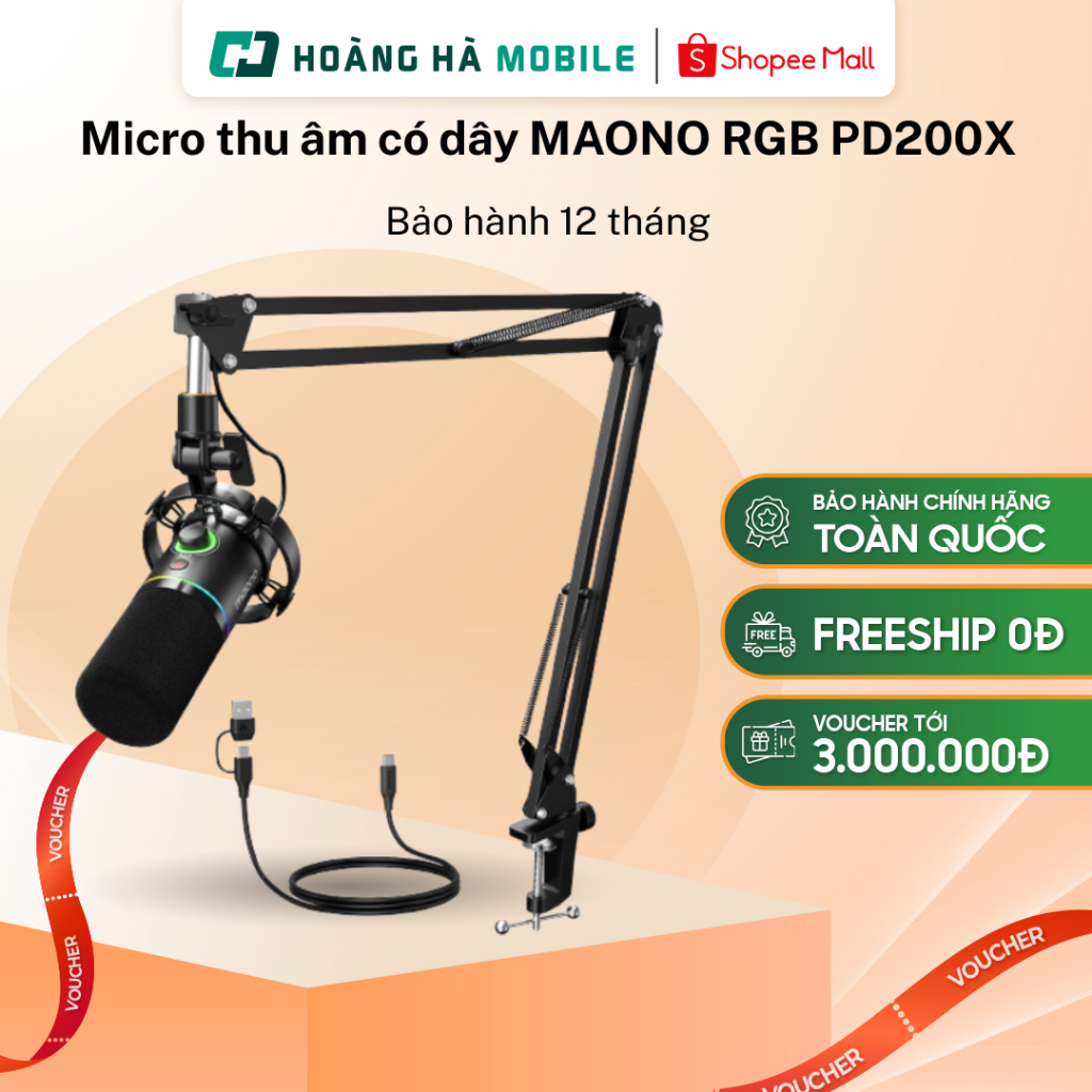 Micro thu âm có dây MAONO RGB PD200X Bảo hành 12 tháng