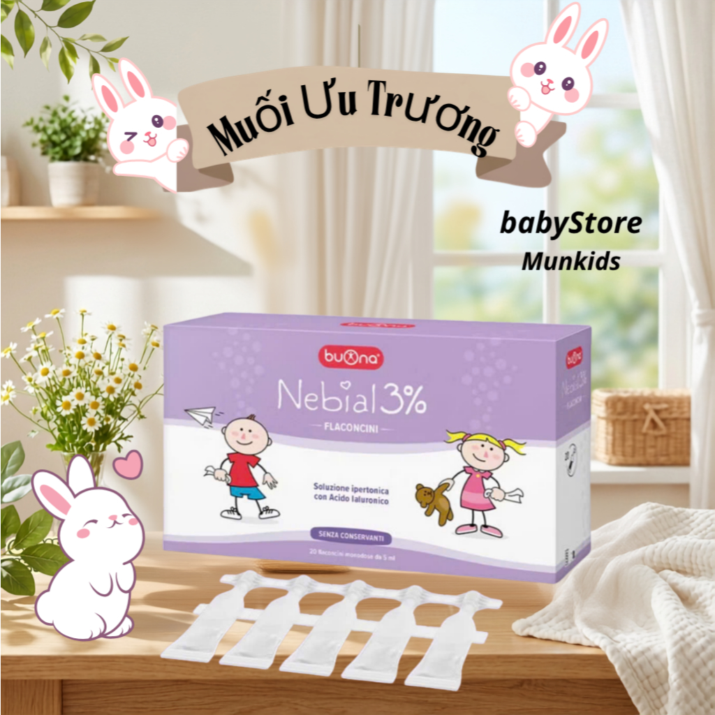 [CHÍNH HÃNG] Dung dịch muối ưu trương nhỏ mũi Buona Nebianax 3% làm loãng dịch nhầy ở mũi