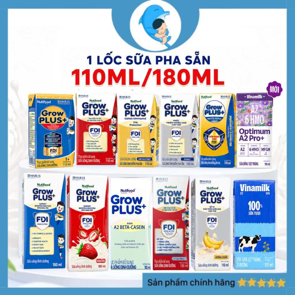 [1 LỐC] Sữa pha sẵn Nutifood Grow Plus Bạc/Grow plus đỏ,Vàng Aptamil KId cho bé trên 1 tuối (110ml/1