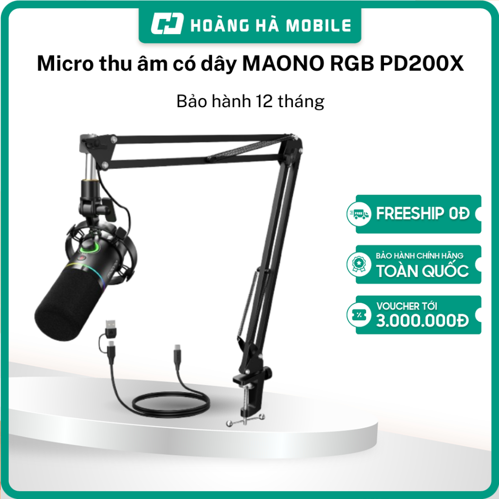 Micro thu âm có dây MAONO RGB PD200X Bảo hành 12 tháng