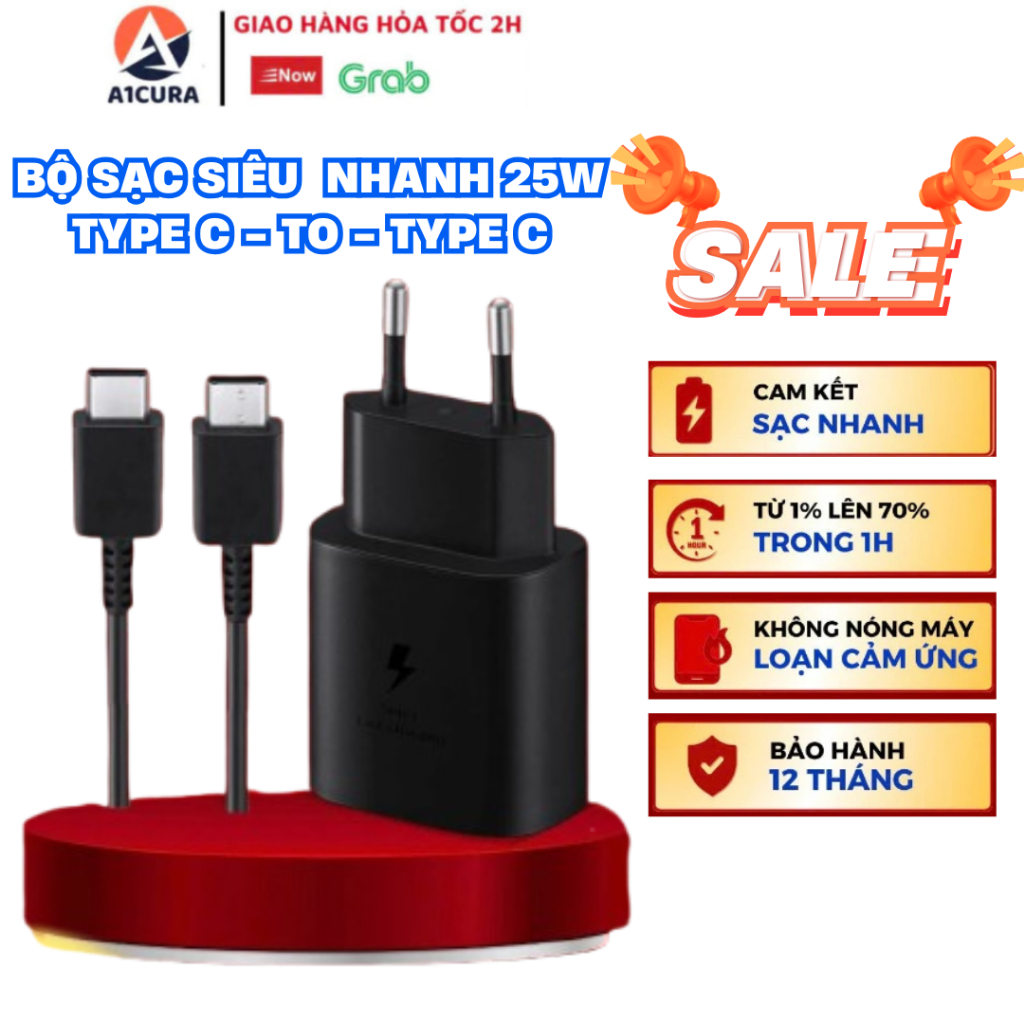 Bộ Sạc Siêu Nhanh 25w Type C To Type C Loại tốt, Bảo Hành 12 tháng A1CURA